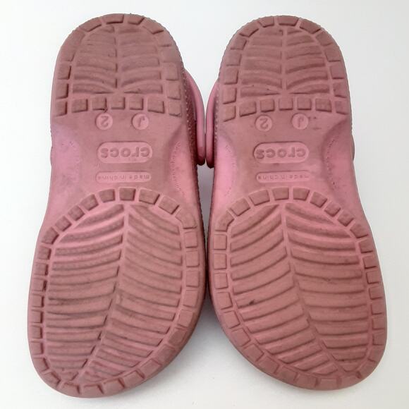 Crocs Clogs Juniors 2 Light Pink Glitter Slip On Water Shoes Girls Summer Ballet - Picture 8 of 8